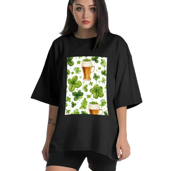 Plus Size Shirt for Women Black Tops for Women Short Sleeves Shirt for Women ST Patrick T Shirt Crewneck Shirt for Women XS