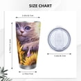 thumbnail image 4 of Susaid Daisy Sunflower Lazy Cat Print 20oz Car Cup,Insulated Coffee Cup Fully Spill Proof Travel Coffee Mug, Stainless Steel Tumbler for Work Home Outdoor Car-Straw Three-piece Set, 4 of 8