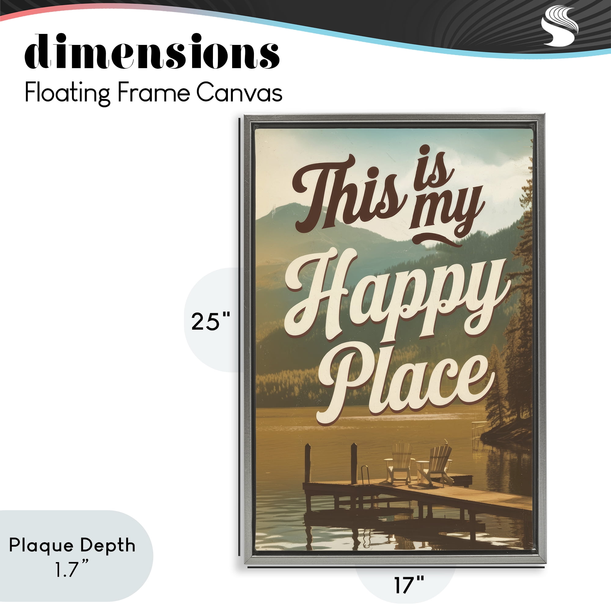 Stupell Industries Vintage My Happy Place Gray Framed Floater Canvas Wall Art, design by Andreas Magnusson