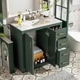 thumbnail image 4 of 36" Sturdy Solid Wood Small Bathroom Storage Cabinet, Bathroom Organizer Cabinet with Soft Close, Compact Vanity Unit for Small Spaces with Ample Storage for Bathroom, Green, 4 of 9