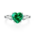 thumbnail image 3 of Women's Created Green Emerald 925 Sterling Silver Heart Promise Ring Size 5-10, 3 of 5