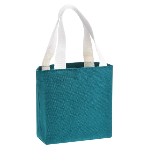 Uxcell Small Solid Color Canvas Tote Bag for Women, 7 x 2 x 6 Inch Canvas Bags with Handle Lightweight Reusable Tote Cloth Pouch for Shopping Travel Daily Use, Crafts DIY, Blue Green