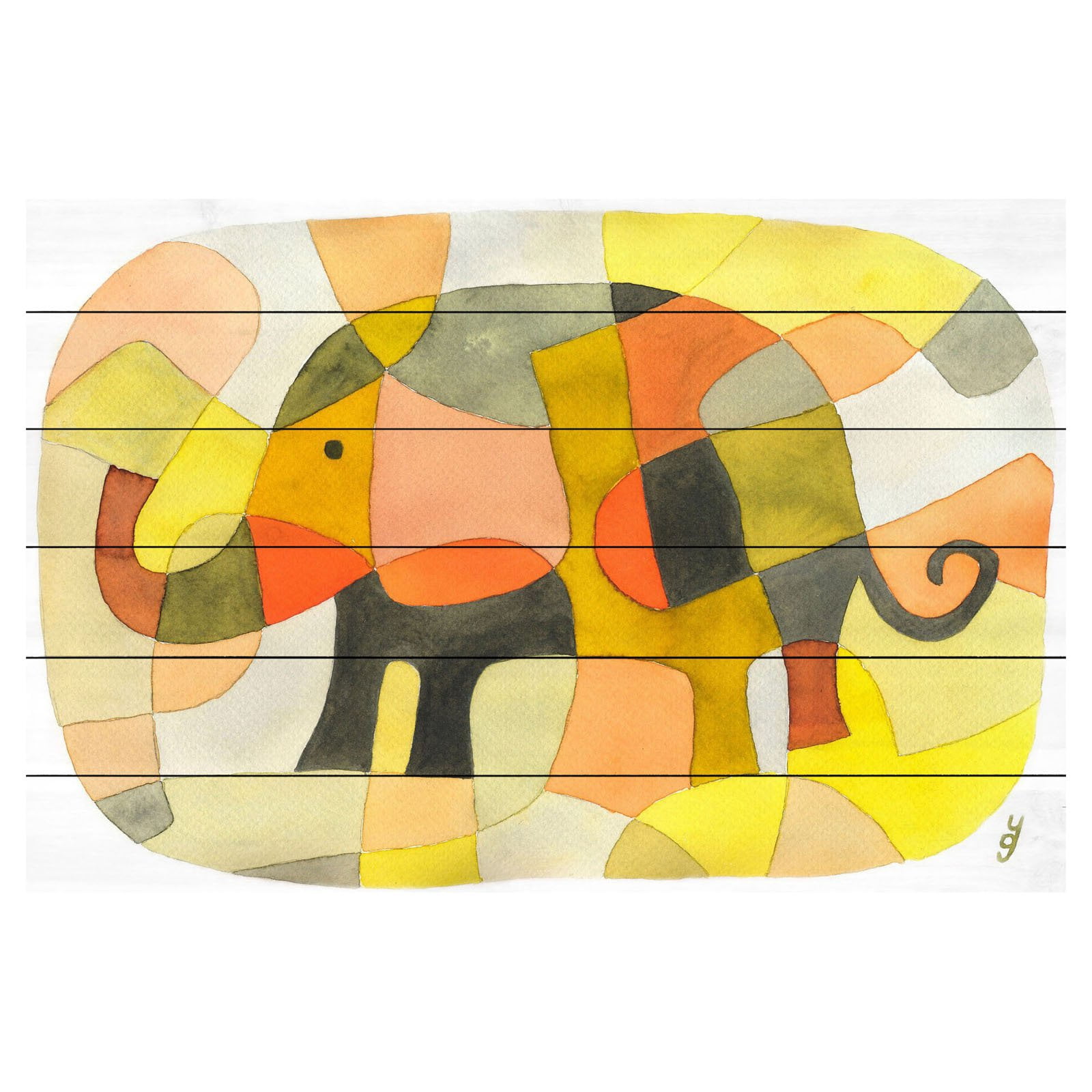 Marmont Hill "Elephant Colors" by Yolanta Gawlik Painting Print on White Wood