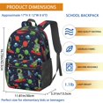 thumbnail image 3 of Black Dinosaurs Space Surfing Pattern 17" Waterproof Oxford School Backpacks for Teens, S-Shape Padded Straps, for School, Travel, Hiking, Camping, 3 of 5