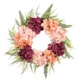thumbnail image 1 of Corona de hortensias con o sin luz LED, guirnalda colgante artificial para decoración de jardín de verano, puerta de entrada y patio., 1 of 8