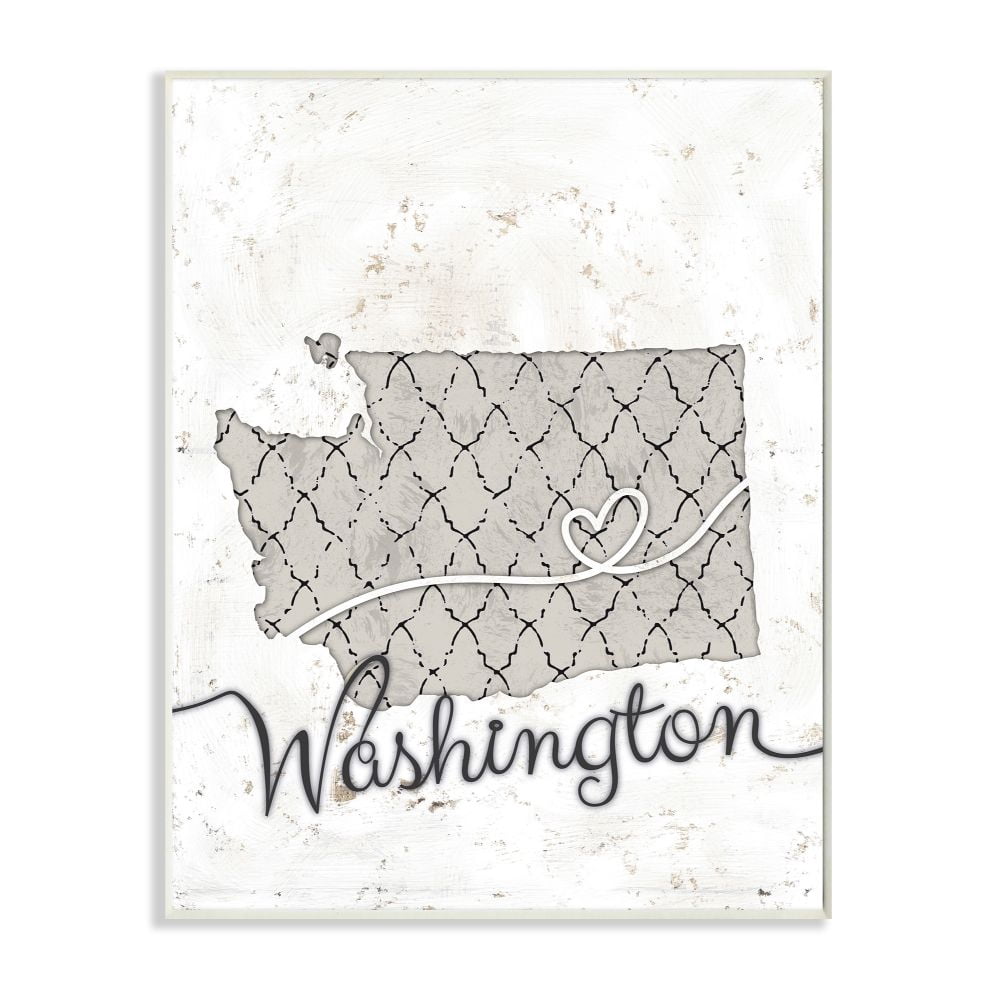 Stupell Industries Washington Patterned Grey US State Design Wall Plaque by Ziwei Li