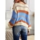 thumbnail image 5 of Suéteres de mujer de manga larga con cuello en V a rayas Color Block Pullover Casual Tops de punto sueltos Adepaton WMPH-1174-15, 5 of 6