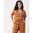 thumbnail image 5 of Moomaya V Neck Full Leg Printed Rayon Jumpsuit - Women's Elegant Jumpsuit, 5 of 9