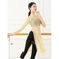 thumbnail image 6 of Women Classic Dance Body Rhyme Dance Training Service Mesh Dress Long Sleeve Yoga Dress, 6 of 7