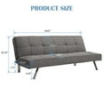 thumbnail image 2 of EBQOSK Sofa Bed with Armrest Two Holders Wood Frame, Stainless Leg, Futon PVC Gray 2, 2 of 7