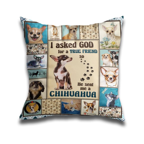 Flagwix Outdoor Pillows Cute Chihuahua Pillow 17 X 17 Square Outdoor Pillows for Couch, Sofa, Patio Décor
