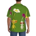 thumbnail image 3 of Lsque Pikmin print Men's Cuban Collar Short Sleeve Shirt Summer Beachwear Casual Button Down Fashionable Vacation Leisure Shirt-Small, 3 of 7