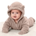 thumbnail image 6 of Baby Boys Girls Winter Outfit Bear Hooded Zip-Up Jumpsuit Full Body Scratch Protection Warm Coat for Cold Weather Outdoor Indoor Wear Infant Romper, 6 of 10