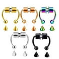 thumbnail image 2 of Opvise 5Pcs Nose Ring Non Piercing Magnetic Stainless Steel False Horseshoe-shape Nose Hoop for Party, 2 of 7