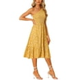 thumbnail image 4 of INSPIRE CHIC Women's One Shoulder Sleeveless Boho Summer Ruffle Hem Beach Floral Midi Dress Yellow M, 4 of 5