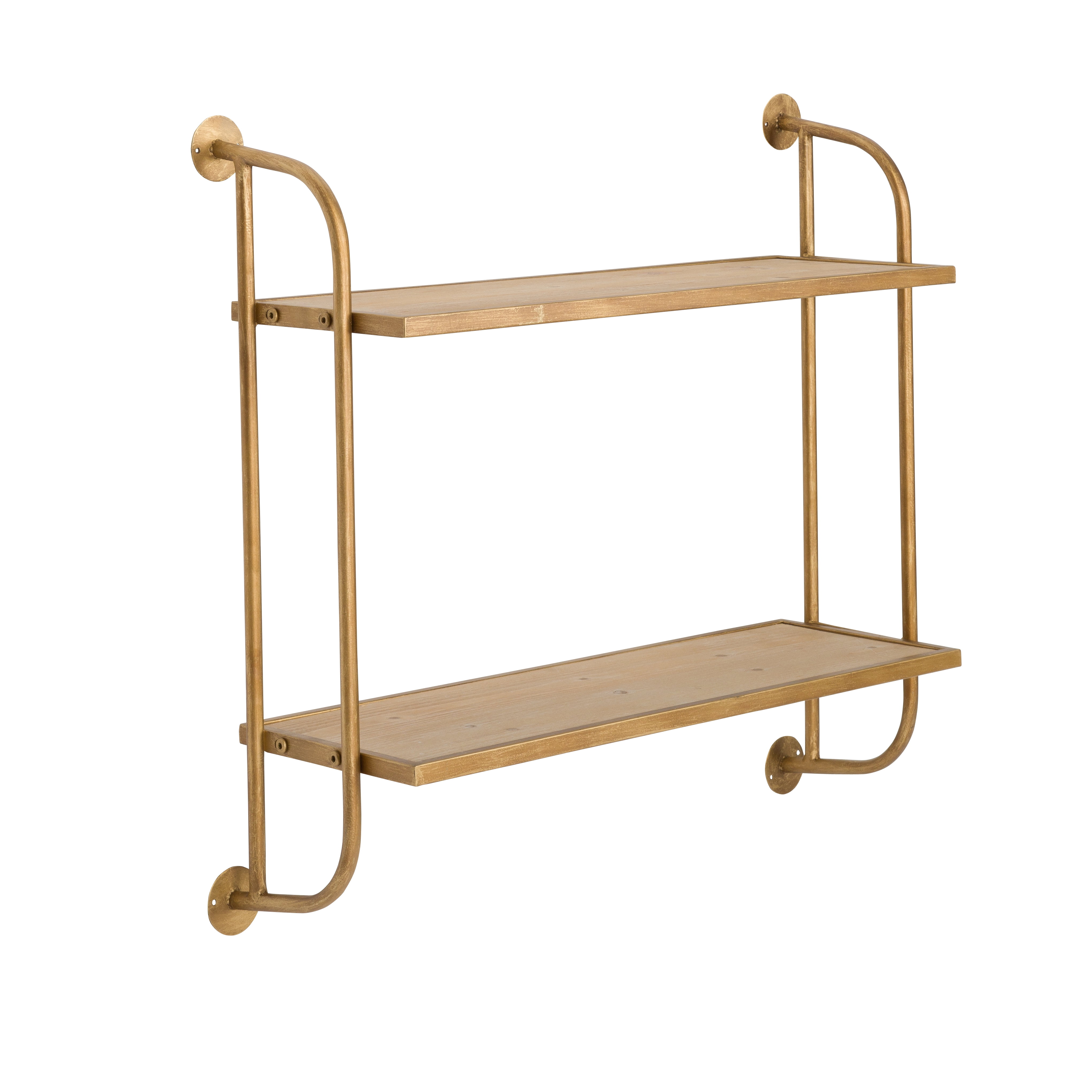 Aspire Home Accents Emery Wall Shelf Gold 2 Shelf 26"W Goldtone Finish