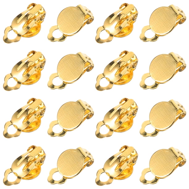 20 piezas de clips de oreja en aretes Convertidor de componentes de aretes redondos planos Herramientas de joyería para bricolaje Pendiente Ninguno Orejas perforadas (10 mm, dorado)