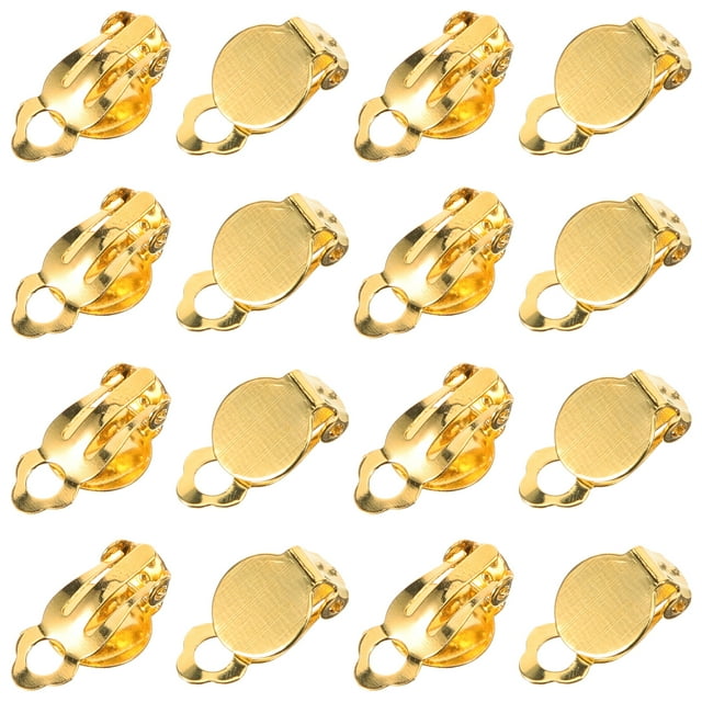 Miangastore 20pcs Ear Clips on Earrings Converter Flat Round Earring Components Jewelry Tools for DIY Earring None Pierced (10mm, Golden)