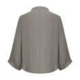 thumbnail image 4 of CHOK Linen Blend Shirts for Women 3/4 Sleeve 2 Button V Neck Open Front Solid Tops Yellow XL, 4 of 5
