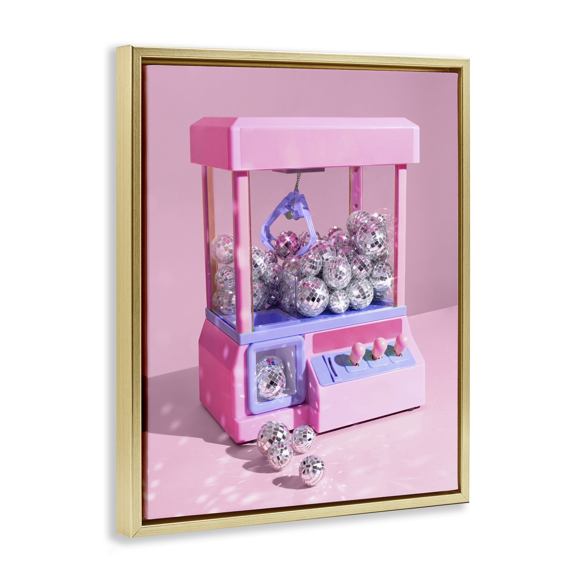 Stupell Industries Disco Ball Claw Machine Gold Framed Floater Canvas Wall Art, design by LISH Creative