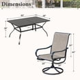 thumbnail image 4 of SUMMIT LIVING 8-Piece Outdoor Patio Dining Set with 13ft Navy Blue Patio Umbrella, 6 Textilene Outdoor Swivel Chairs & 1 Large Metal Rectangle Table, Black & Brown-Gray, 4 of 16