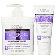 Advanced Clinicals Hyaluronic Acid Body Lotion for Hydration and Dry Skin with Travel Size Cream