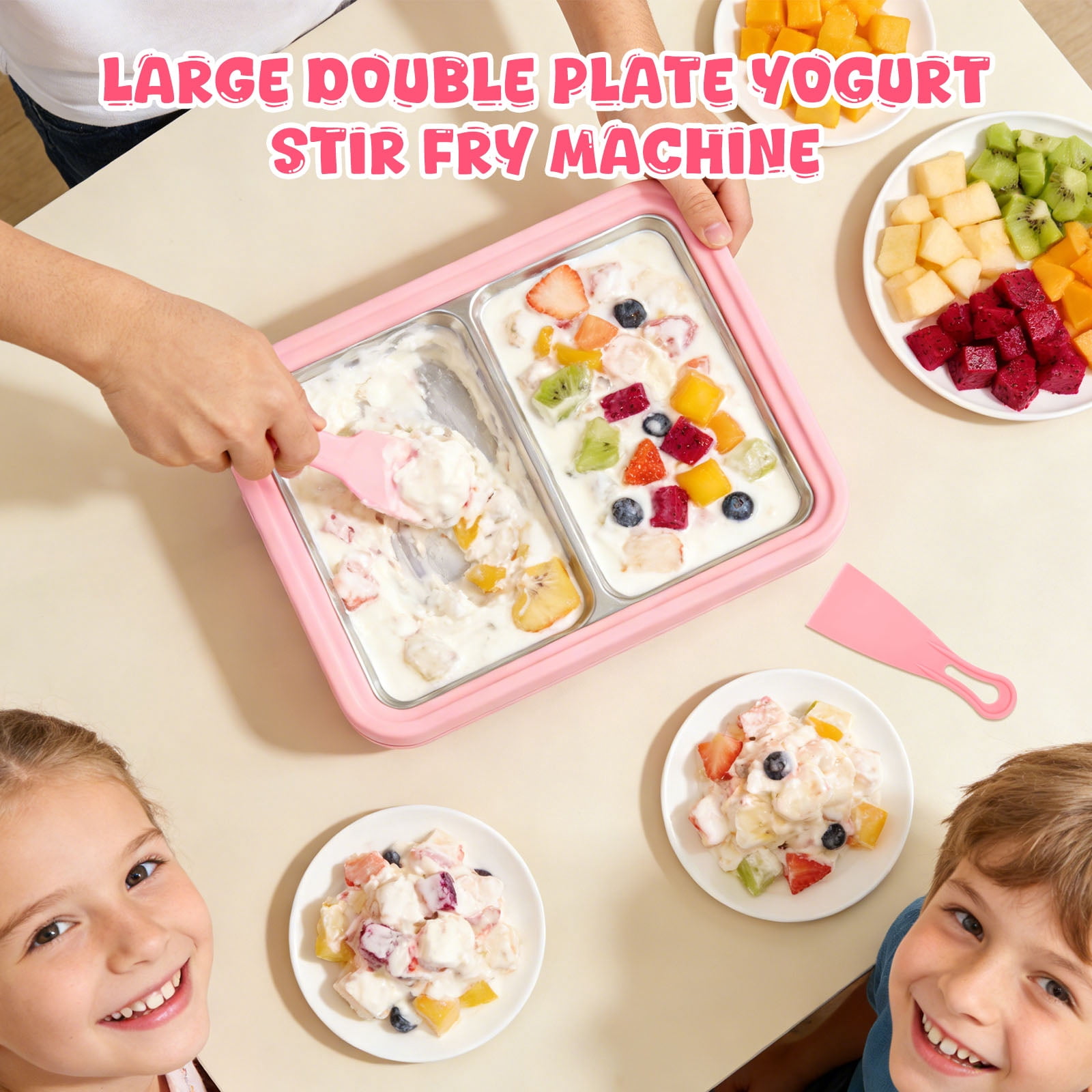 Rolled Ice Cream Maker Instant Ice Cream Maker with 2 Scrapers Homemade DIY for Fun Parent-Child Activities Families