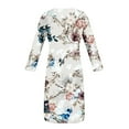 thumbnail image 4 of Babysbule Liquidation Robes d'Automne pour Femmes Mode Femmes Décontracté Élégant Col Rond Imprimé Été Manches Longues Poches Robe, 4 of 5