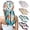 Flowers-Blue+Light Purple+Green+Khaki, variant on Square Silk Headscarf Satin Flower Scarf for Women 4pcs Lightweight Silk Bandana 27” Wrap Neck Head Headwear