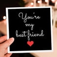 thumbnail image 7 of 3drose, Youre My Best Friend with Red Heart. White Cursive on Black Background, 6 Greeting Cards with Envelopes, 7 of 7
