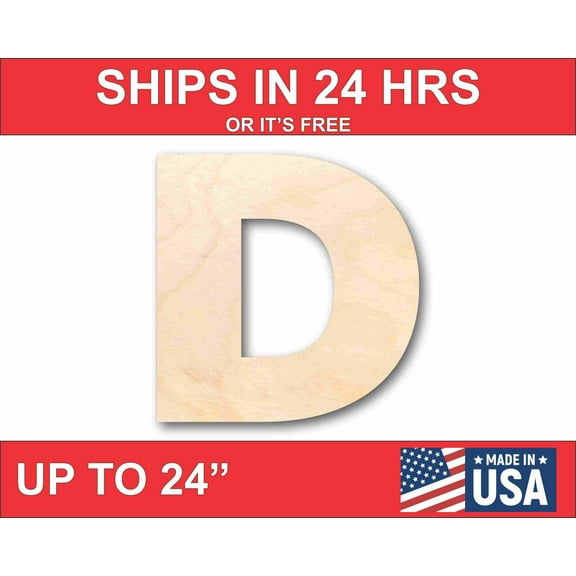 Unfinished Wood Block Letter D - Craft - up to 46" DIY 16" / 1/4"