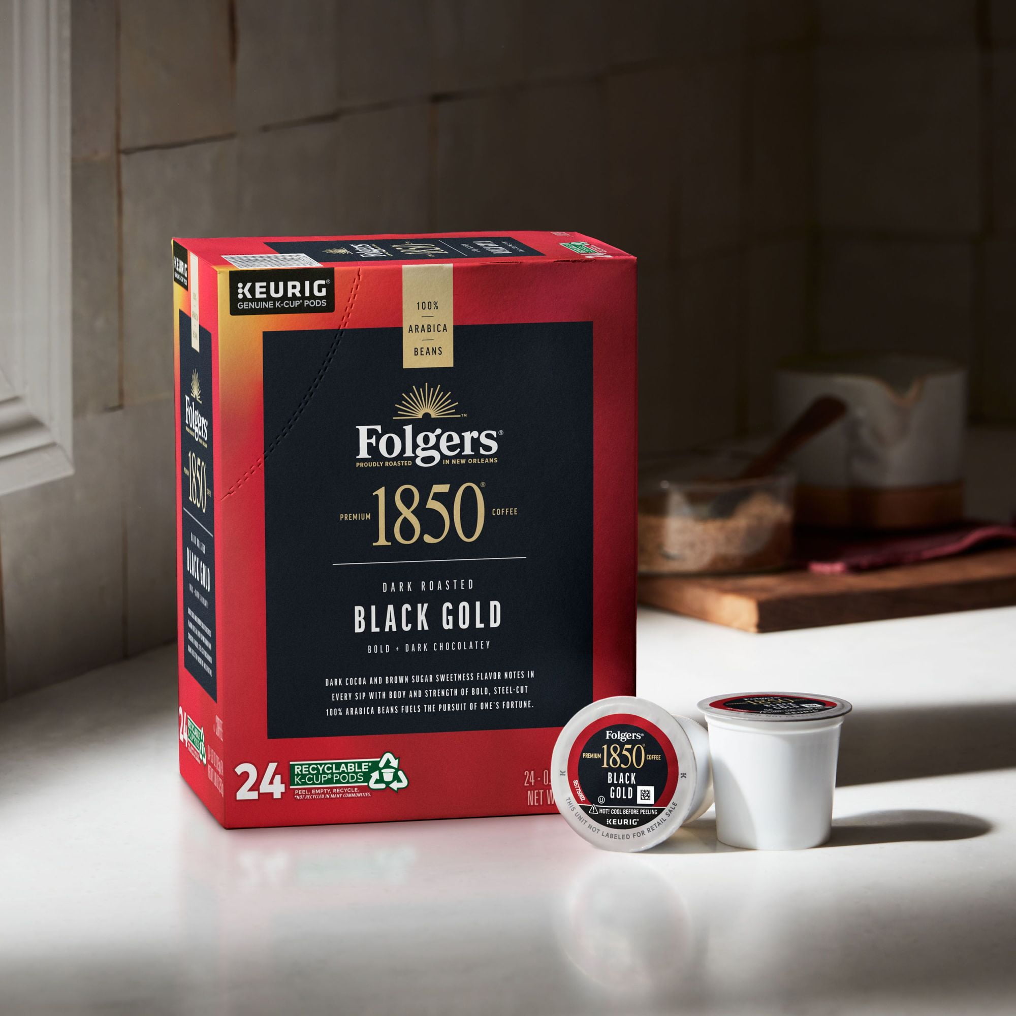 1850 Black Gold Dark Roast Coffee Keurig K Cup Pods 24 Count