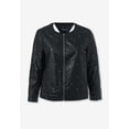 thumbnail image 4 of Roaman's Women's Plus Size Studded Faux Leather Bomber, 4 of 5