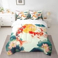 thumbnail image 2 of YST Ensemble de Literie 7 Pcs Poisson Koi Japonais, Fleurs de Cerisier Roses, Taille Simple, 2 of 4