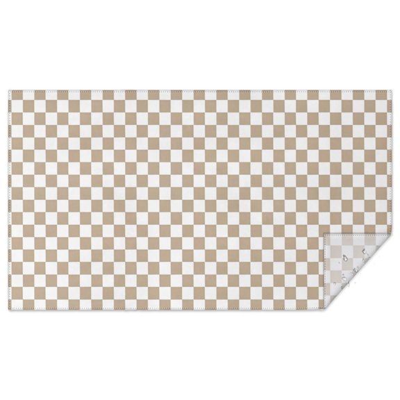 Beige and White Checkerboard Pattern Rectangle Tablecloth 60"x102",Waterproof Polyester Rectangle Table Cloth, Wipeable Spillproof Polyester Tablecloth for Dining, Camping, Indoor and Outdoor