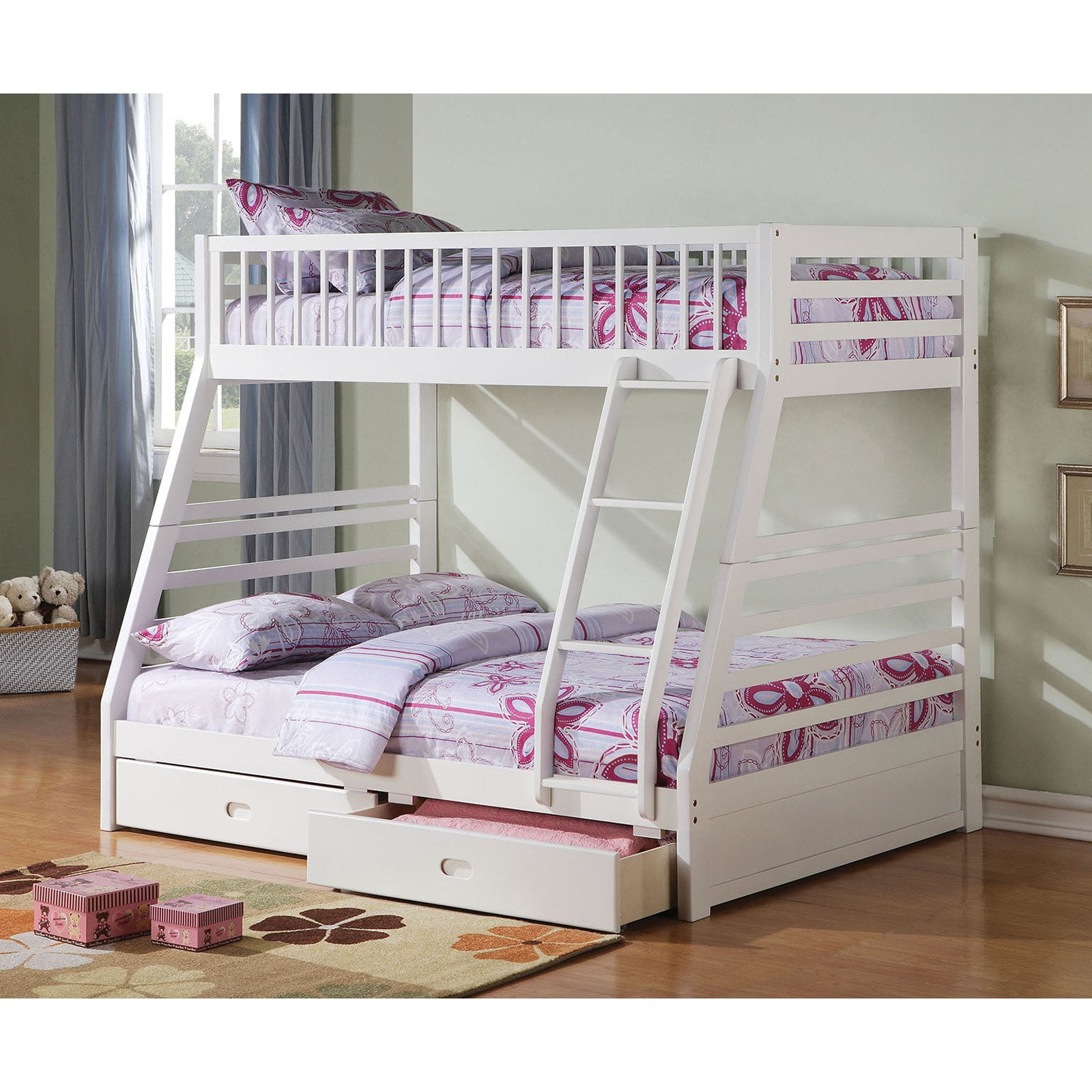 white twin full bunk bed