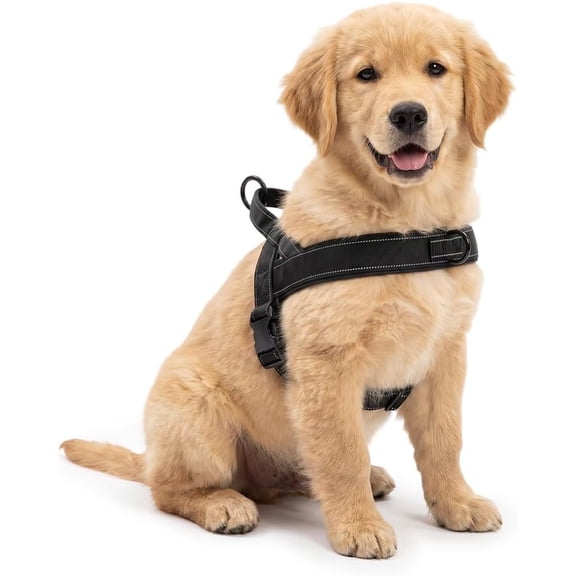 No-Pull Dog Harness with Handle, Adjustable Reflective Pet Vest Tactical Harness for Small Medium Large Dogs Walking Training, Front Clip, Escape Proof & Heavy Duty D-Ring (Black, S)