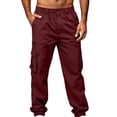thumbnail image 5 of Cargo Sweatpants for Men with Cuffed Hem Elastic Waist with Button Trousers Loose Fit Casual Jogger Outdoor Pants, 5 of 7