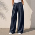 thumbnail image 4 of Ozmmyan 2026 Wide Leg Pants for Womens High Waist Pleated Button Zip Front Business Palazzo Pants with Pockets ﻿, 4 of 5