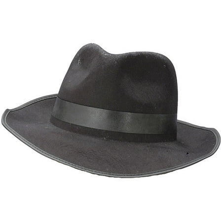 Black Flocked Gangster Hat Halloween Accessory - Walmart.com