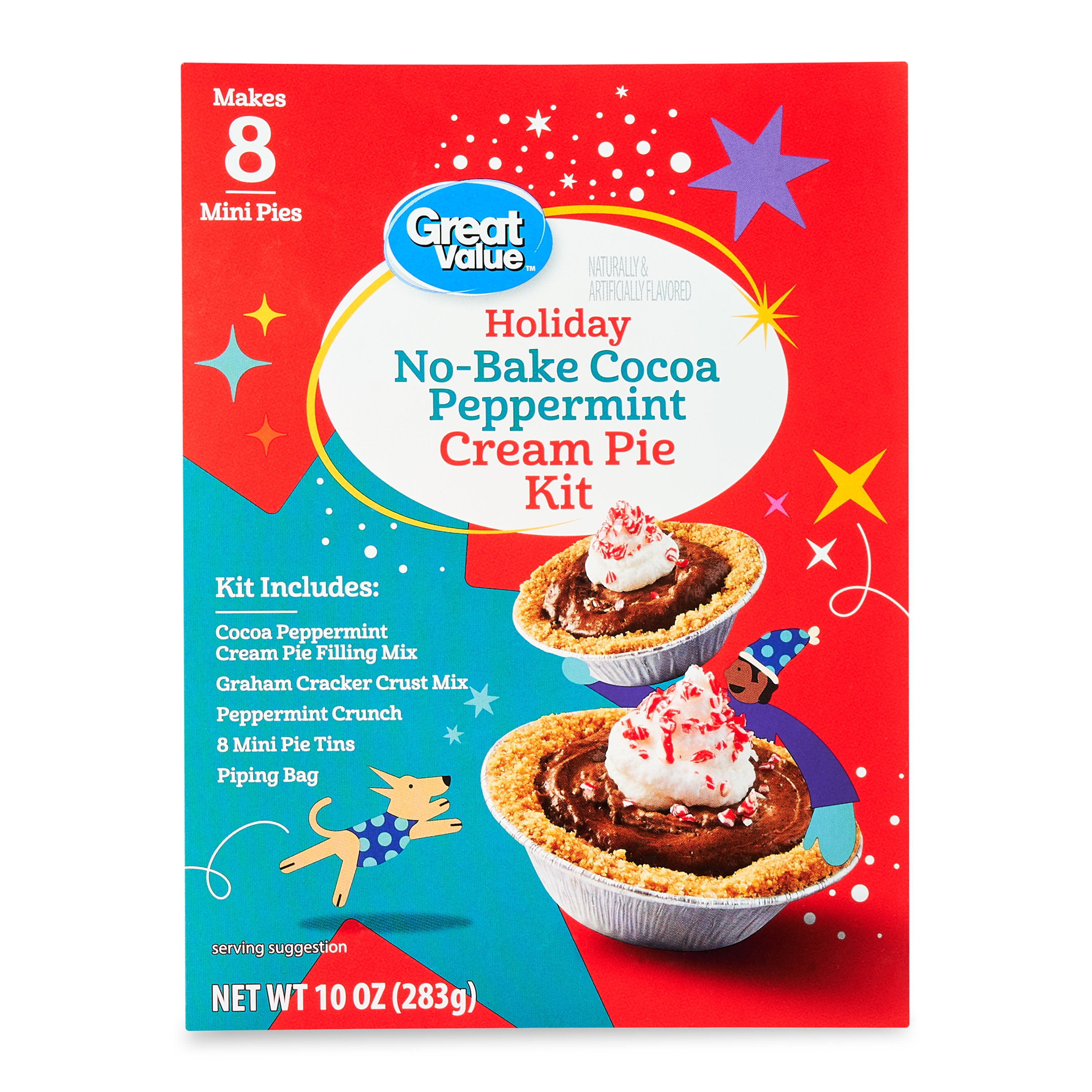 Great Value No-Bake Cocoa Peppermint Cream Pie Kit, 11 oz