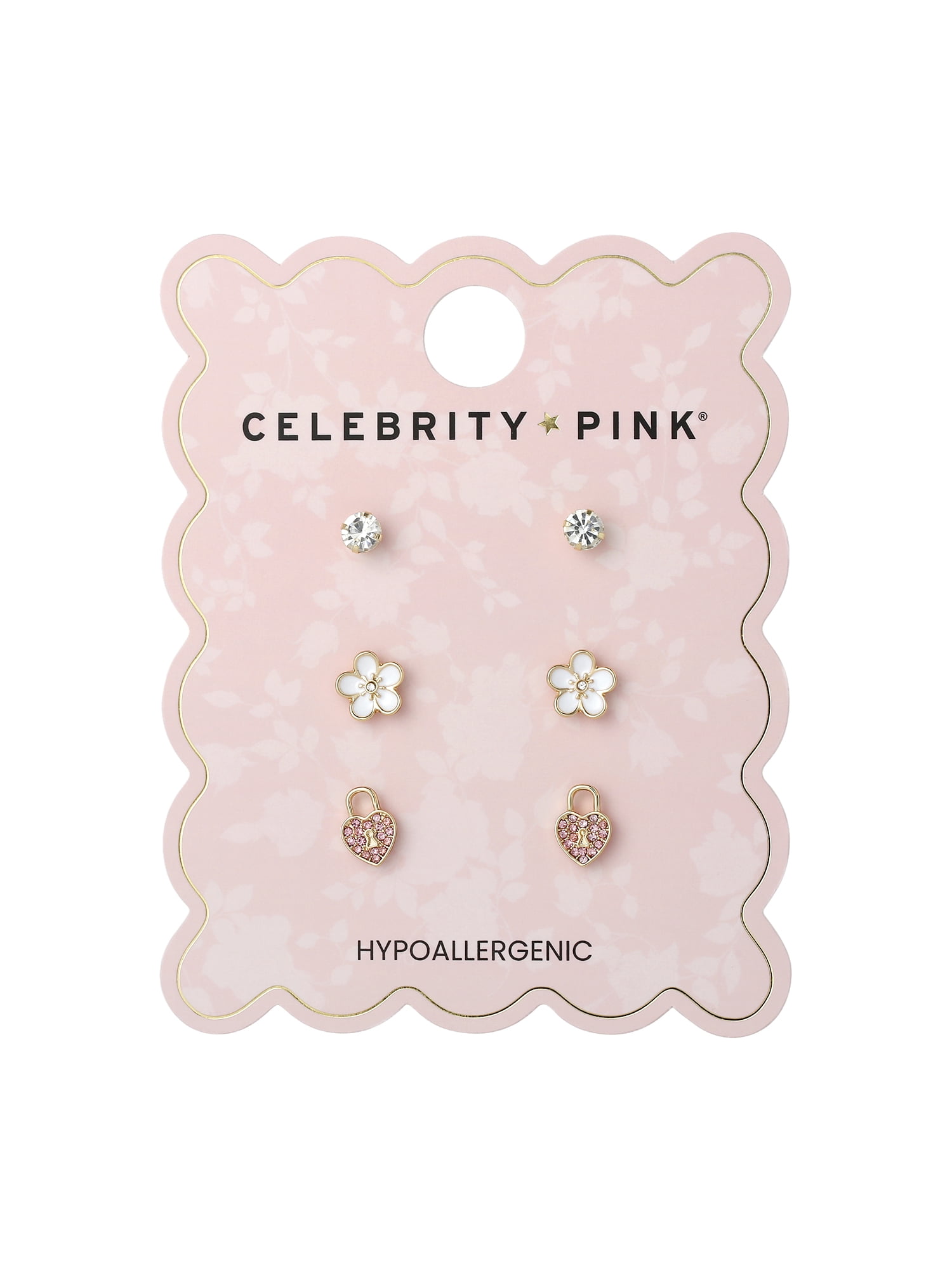 Celebrity Pink Women's 3 Pairs Floral Stud Earring Set
