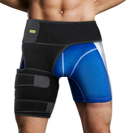 WALFRONT Men & Women Thigh Compression Sleeve, Groin Support Brace Hip Support Wrap Hamstring Hip Injury Leg Waist Support (Best Compression Shorts For Hip Flexor Injury)