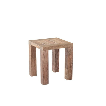 Reclaimed Teak Garden Furniture Emerald Home Reims Reclaimed Teak Outdoor End Table with Solid Teak, Straight Timber Legs, And Slat Top ()