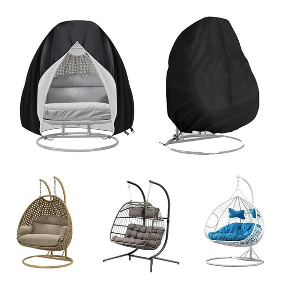 Patio Egg Chair Cover, 91x80 Inches, Extra Large Double Egg Chair Cover for Outdoor Furniture, Heavy Duty Swing Hanging Egg Chair Cover Waterproof, Anti-UV, 420D Dust-Proof( Black )