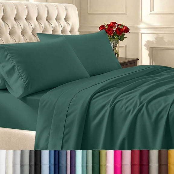 California Design Den 400 Thread Count 100% Cotton Sateen Full Sheet Set - Hunter Green