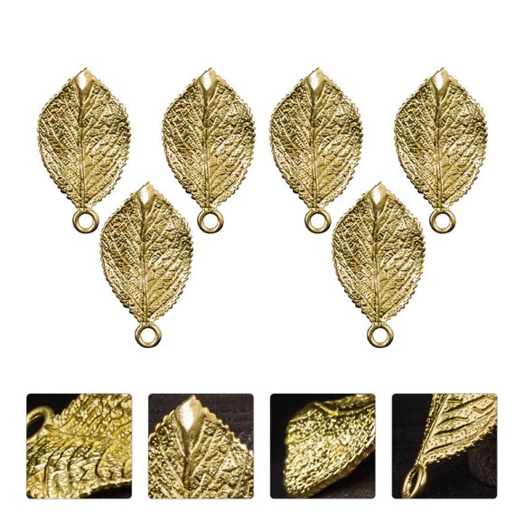 OUNONA 6Pcs Creative Brass Key Chain Pendant Hand Painted Leaf Design for Decoration