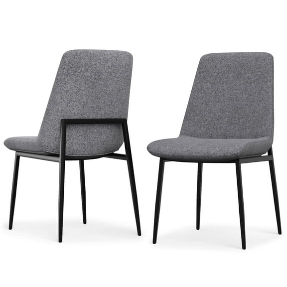 Simpli Home Savannah Dining Chair (Set of 2) in Grey Linen Look Fabric