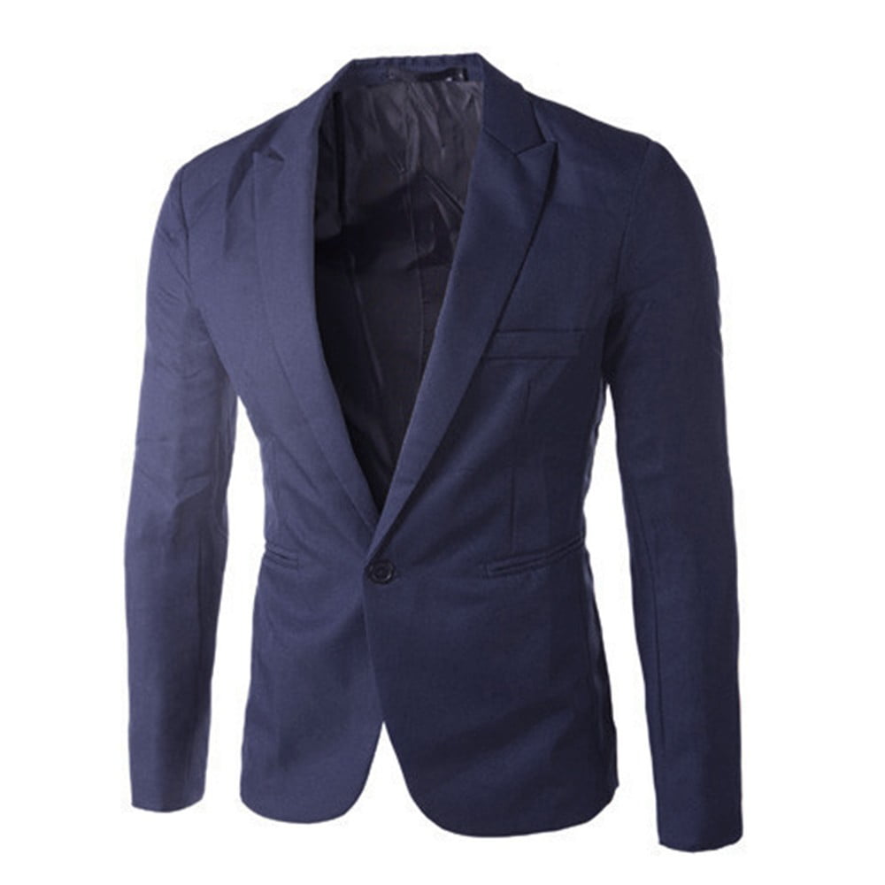 ALSLIAO Men Formal Business Work Button Blazer Jacket Casual Slim Fit ...