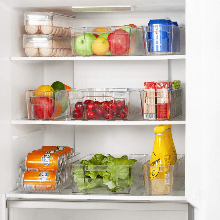  Refrigerator Organizer Bins - Clear Plastic, Stackable, Narrow  and Wide Bin Sizes, Egg Tray with Lid. Great Storage for Fridge, Cabinets,  Countertops and Pantry. (Set of 12): Home & Kitchen